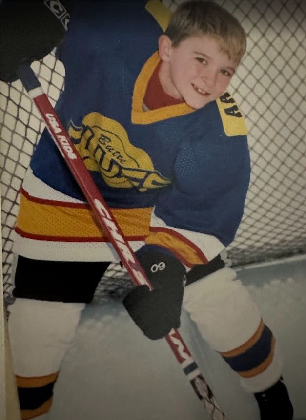 Aaron in his ice hockey gear